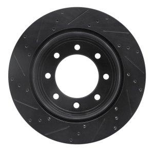 Ford F-350 Super Duty Brake Rotor (1) - Rear Right - R1 Concepts - Drilled & Slotted - Black - `11-`22